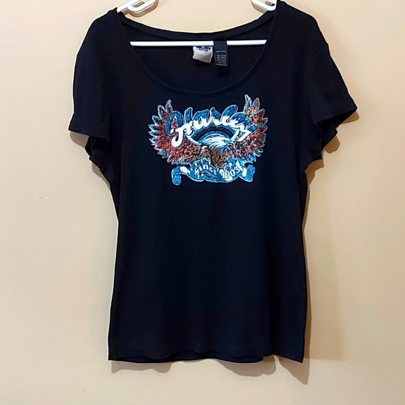 Harley Davidson Glitter Eagle Cotton Tshirt